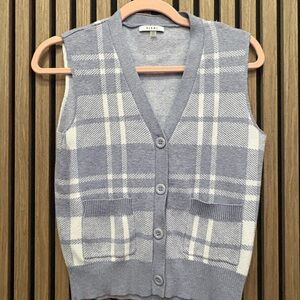 Gray Plaid Women's Sweater Vest